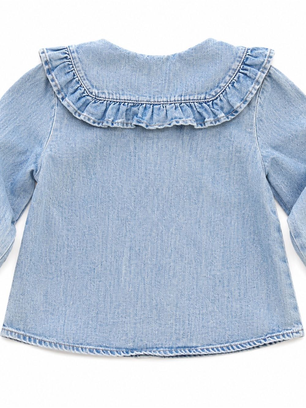 H&M Chambray Ruffle Collar Button Front Top 2T - Picture 2 of 2